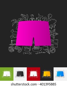 hand drawn simple elements with trunks paper sticker shadow