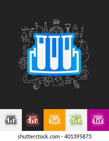 hand drawn simple elements with tube paper sticker shadow