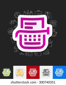 hand drawn simple elements with typewriter paper sticker shadow
