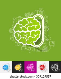 hand drawn simple elements with usb paper sticker shadow