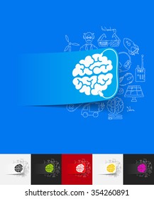 hand drawn simple elements with usb paper sticker shadow