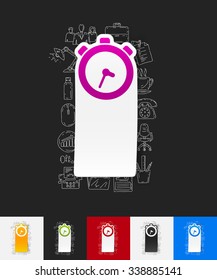 hand drawn simple elements with watch paper sticker shadow