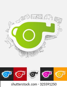 hand drawn simple elements with whistle paper sticker shadow