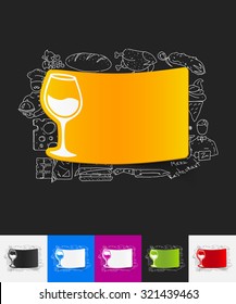hand drawn simple elements with wineglass paper sticker shadow