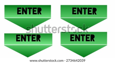 Hand drawn simple "enter" arrow sign. Set of green arrow signs collection.