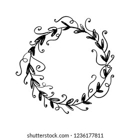 Hand drawn simple floral frame, vector illustration.