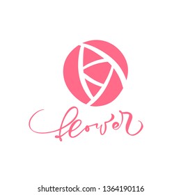 Hand drawn Simple floral icon vector from nature Florist agency Logo beauty, organic cosmetic, photography, wedding, hygge home decor. Calligraphic Flower illustration. Linear botanica symbol for