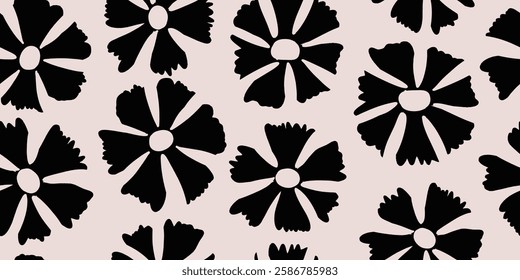 Hand drawn simple flowers print. Trendy collage pattern. Fashionable template for design.
