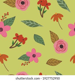 Handgezeichnet mit einfachen Blumen Nahtloses Muster, gut für Hintergrund
