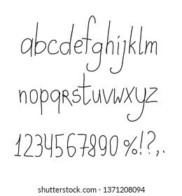 Hand drawn simple font set vector illustration isolated on white