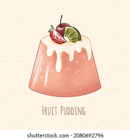 Hand drawn simple fruit pudding