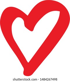 Hand drawn simple heart vector illustration. Love symbol. Decor element for logo, label, emblem, poster, postcard, apparel print. Doodle style.