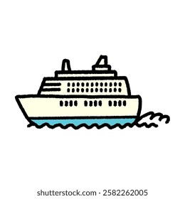 Hand drawn simple illustration of cruise ship