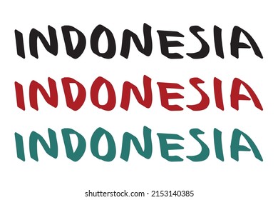 Hand drawn simple indonesia. hand lettering languages