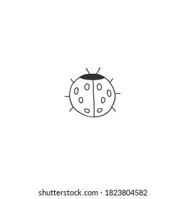 Hand drawn simple insect illustration. Vector icon, a ladybug. Wild nature. Graphics for branding and business identity.