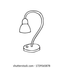 Handgezeichnete einfache Lampe im Doodle-Stil. Eine Außenleuchte auf weißem Hintergrund isoliert. Line Schilderruhe, Arbeit zu Hause, Komfort, Bildung, zu Hause bleiben, Schulbildung, Inneres.