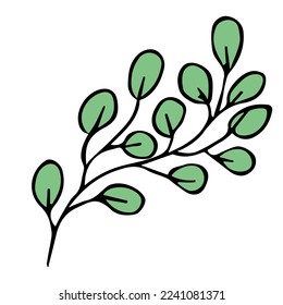 Hand drawn simple leaf. Eco doodle clipart. Botanical illustration