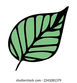 Hand drawn simple leaf. Eco doodle clipart. Botanical illustration