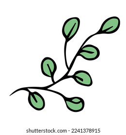Hand drawn simple leaf. Eco doodle clipart. Botanical illustration