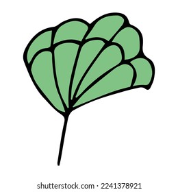 Hand drawn simple leaf. Eco doodle clipart. Botanical illustration