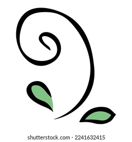 Hand drawn simple leaf. Eco doodle clipart. Botanical illustration