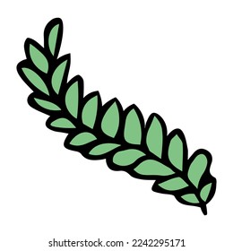 Hand drawn simple leaf. Eco doodle clipart. Botanical illustration