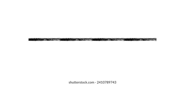 Hand drawn simple line drawn with wax crayon, chalk or charcoal. Uneven dry texture for underlining highlighting. Pencil drawn lines, strikethrough, grungy vector isolated on white