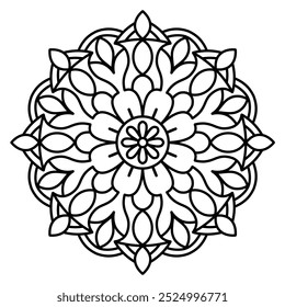 hand drawn simple mandala design with clean lines for coloring book, tattoo and henna design , mandala design for adults and kids coloring book
