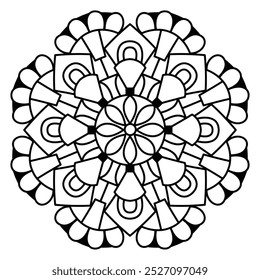 Diseño de mandala simple dibujado a mano para adultos y niños libro para colorear, arte de mandala para henna, arte de pared y diseño de tatuaje
