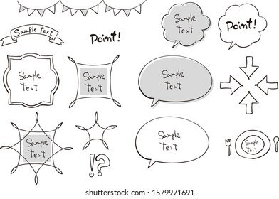 Hand drawn simple monochrome frame set