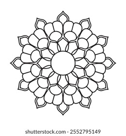 Desenhado à mão design de vetor de mandala ornamental simples. Silhueta preto e branco floral e decorativa mandala ilustração.