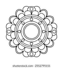 Desenhado à mão design de vetor de mandala ornamental simples. Silhueta preto e branco floral e decorativa mandala ilustração.