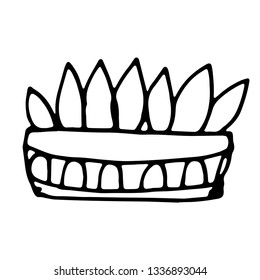 Hand drawn simple outline illustration. Collection with house plants. Hand drawn doodle. Coloring book. For children. Cartoon style. Ink sketch. Isolated objects. Home flower