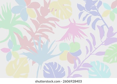 Hand drawn simple plants design with subtle brush texture background vector