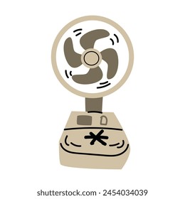 hand drawn simple portable fan - electric appliance. Vector illustration of fan in pastel colors. 