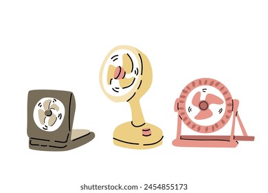hand drawn simple portable fan - electric appliance. Vector illustration of fan in pastel colors. 