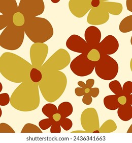 Hand drawn simple retro floral pattern