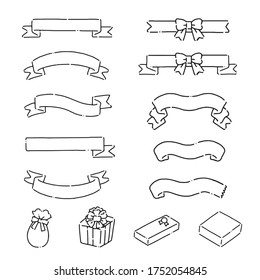 Hand drawn simple ribbon icon set