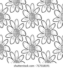 Fondo De Flores Sencillas Sencillas De Flores Sin Marea, Conjunto De Vectores De Flores De Doodle Gráficas