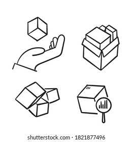 hand drawn Simple Set of Abstract box shape symbol for Product Related Vector Line Icons. doodle style