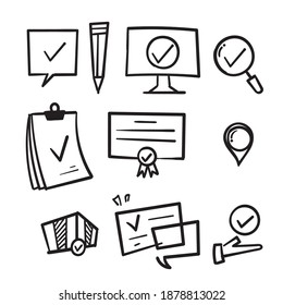 hand drawn simple set of Check marks vector line icons illustration vector isolated background