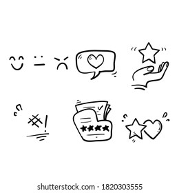 hand drawn Simple Set of Customer Satisfaction Related Vector Line Icons. with doodle style vector isolated