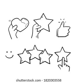 hand drawn Simple Set of Customer Satisfaction Related Vector Line Icons. with doodle style vector isolated