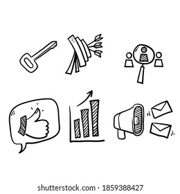 Hand Drawn Simple Set Of Marketing Related Vector Line Icons In Doodle Style Vector