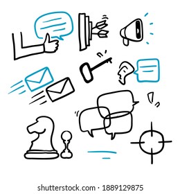 hand drawn Simple Set of Marketing Related Vector Line Icons illustration set