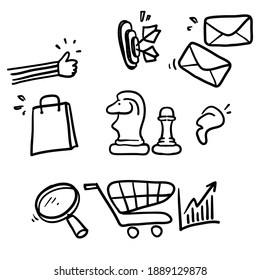 hand drawn Simple Set of Marketing Related Vector Line Icons illustration set