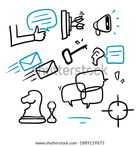 hand drawn Simple Set of Marketing Related Vector Line Icons illustration set