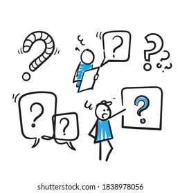 hand drawn Simple Set of Question Related Vector Line Icons with doodle style vector