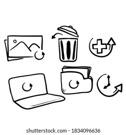 hand drawn Simple Set of Recovery Related Vector Line Icons. in doodle drawing style vector