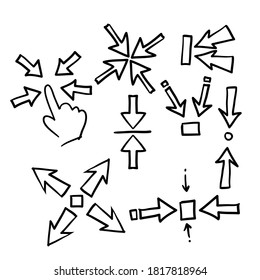 hand drawn Simple Set of Scaling arrow Related Vector Line Icons. doodle style